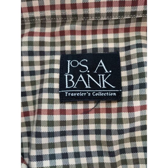 Jos. A. Bank Plaid Button Down Shirt Size 2XL Tan and Green Check Button-Up - Picture 4 of 5